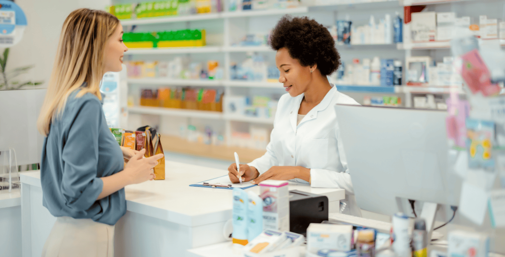 woman picking up aor putting in order for medication